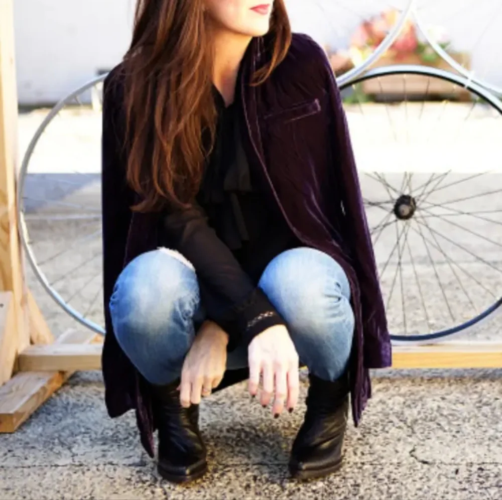 Free People Purple Velvet Blazer Jacket - Picture 3 of 13